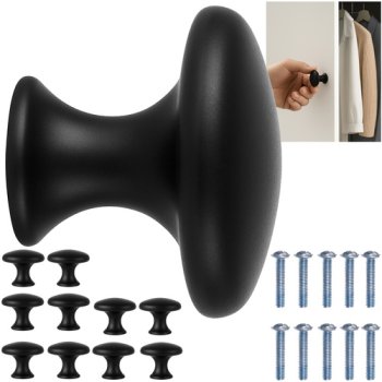 Ruhhy 25679 Furniture Knobs for Cabinets and Drawers, 10 pcs, 30 mm, Matte Black