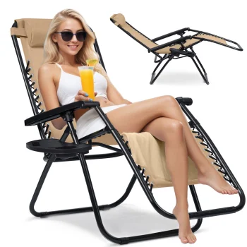 Sofotel ChillWell saliekamais dārza atpūtas krēsls, Bēšs | Folding Garden Lounger