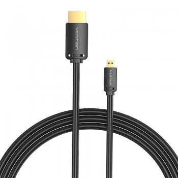 HDMI-D vīrietis uz HDMI-A 4K HD kabelis 3 m Vention AGIBI (melns) | Male to Cable 3m (Black)
