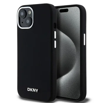 Чехол DKNY для iPhone 15 Plus / 14 Plus Liquid Silicone Small Metal Logo MagSafe, черный