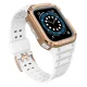 Aizsargājoša siksniņa un vāciņš Apple Watch 42/44/45mm, Balta/Rozā zelts