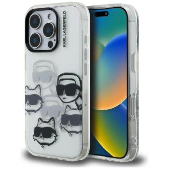 Karl Lagerfeld IML Multi K&C Head Pattern vāciņš iPhone 16 Pro Max - Caurspīdīgs | Phone Case Cover Transparent
