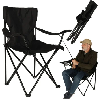 LUARO Folding Camping and Fishing Chair, Black