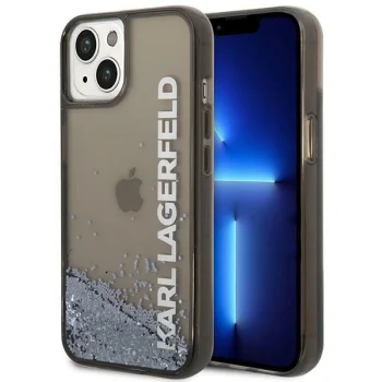 Чехол Karl Lagerfeld Liquid Glitter Elong для iPhone 14, черный
