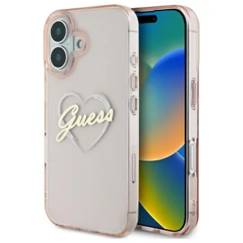 Guess IML Heart vāciņš Apple iPhone 16 - Rozā