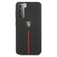 Ferrari Samsung Galaxy S21+ vāciņš Off Track Leather Nylon Stripe, melns