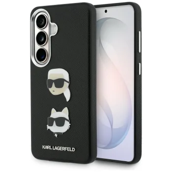 Karl Lagerfeld Saffiano Double Heads Metal vāciņš Samsung Galaxy S26, melns