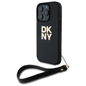 DKNY iPhone 16 Pro vāciņš Wrist Strap Stock Logo, melns