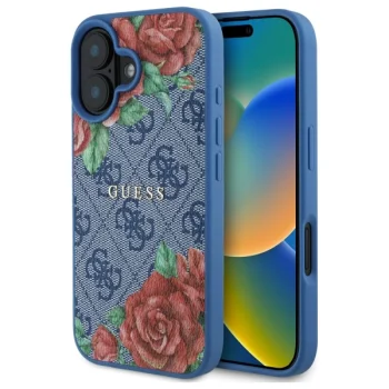 Guess vāciņš iPhone 16 6.1" 4G Flowers Print MagSafe, GUHMP16SP4ROPEMCB, zils