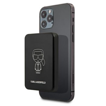 Karl Lagerfeld Ikonic Outline 3000mAh MagSafe ārējais akumulators melns