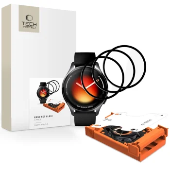 Tech-Protect Easy Set Flex+ hibrīda aizsargstikls Xiaomi Watch 5, 3 gab., melns