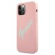 Guess iPhone 12 Pro Max vāciņš Silicone Vintage Script, rozā/zaļš