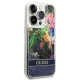 Чехол Guess Flower Liquid Glitter для iPhone 14 Pro, синий