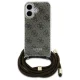 Guess iPhone 16 vāciņš Crossbody Cord 4G Print ar aukliņu, brūns