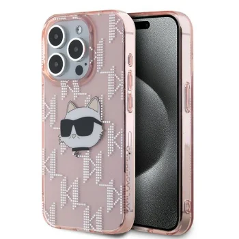 Karl Lagerfeld IML Choupette Head & Monogram Case for iPhone 15 Pro, Pink