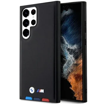 Чехол BMW Leather Stamp Tricolor для Samsung Galaxy S23 Ultra S918, черный
