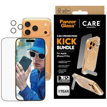 CARE by PanzerGlass Feature Kick 3-in-1 vāciņš + stikls + lēcas aizsardzības komplekts iPhone 17 Pro | Phone Case...