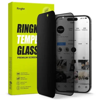 Ringke rūdīta stikla aizsargstikls iPhone 15 Pro Max tālrunim | Tempered Glass Privacy for