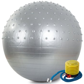 Massage Gym Ball 55cm with Pump for Exercise and Fitness, Silver