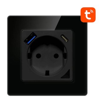 Smart WiFi Wall Socket Avatto N-WOT10-USB-B Tuya USB-C 20W Black