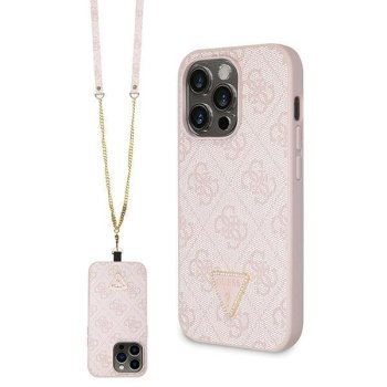 Guess iPhone 14 Pro vāciņš Crossbody 4G Metal Logo, rozā