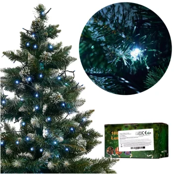 LED virtene 10m 100 LED, auksti balta, 8 režīmi