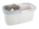 Rotating floor mop with 360° telescopic handle, spin bucket, microfiber pad, ecru