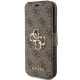 Apple iPhone 15 6.1\" Guess 4G Metal Logo Book Case Cover, Brown | Telefona Vāciņš Maciņš Apvalks Grāmatiņa