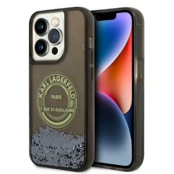 Чехол Karl Lagerfeld Liquid Glitter RSG для iPhone 14 Pro, черный