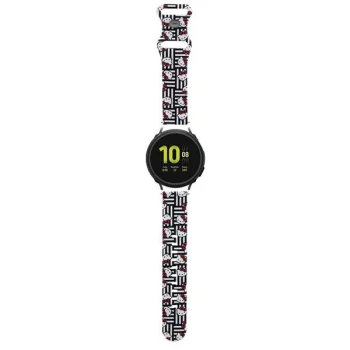 Hello Kitty Silicone Heads & Stripes Universal 20mm Smartwatch Strap, Black