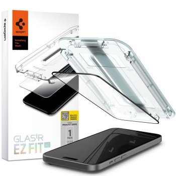 Apple iPhone 15 6.1'' Spigen "EZ FIT" Tempered Glass Screen Protector, Black | Защитное Стекло для...
