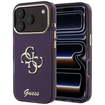 Чехол Guess IML 4G Script Metal для iPhone 17 Pro / 18 Pro, бордовый