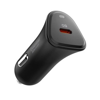 Spigen Essential EV301 30W automašīnas lādētājs – melns | Phone Car Charger