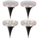 Solar Ground Garden Lights, 8 LED, Warm White, 4 Pcs