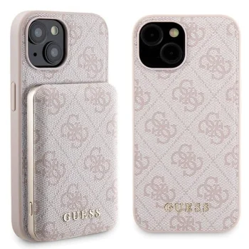 Apple iPhone 15 6.1'' Guess 4G Metal Logo + 5000mAh MagSafe Power Bank Case Cover, Pink | Telefona Maciņš Vāks...