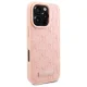 Karl Lagerfeld iPhone 16 Pro Case Leather Monogram Metal Logo, Pink