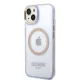 Чехол Guess для iPhone 14 Gold Outline Translucent MagSafe Фиолетовый