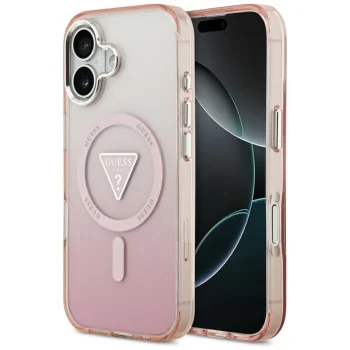 Guess IML Gradient Triangle Logo MagSafe vāciņš iPhone 17, rozā