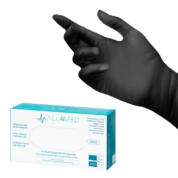 All4Med nitrila diagnostikas cimdi, melni, izmērs L, 100 gab.