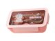 Bento lunch box with compartments and utensils for kids and adults school work, pink