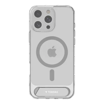 Torras Pstand vāciņš iPhone 16 Pro Max ar statīvu, caurspīdīgs