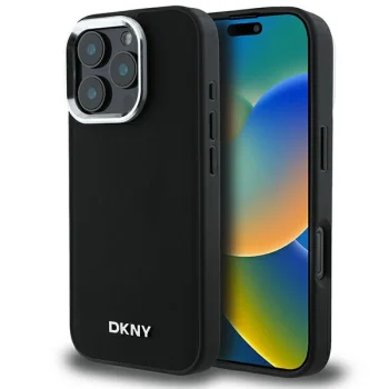 Чехол DKNY для iPhone 16 Pro Max Plain Silver Logo MagSafe, черный