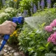 Растягивающийся садовый шланг с пистолетом 5-15м, синий