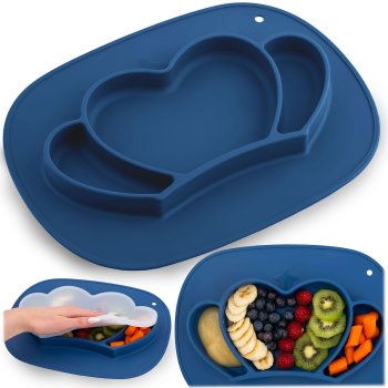Детская секционная силиконовая тарелка Ricokids Корона с крышкой