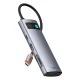 Baseus Metal Gleam 7in1 HDMI 4K 60Hz USB‑C koncentrators / 3x USB 3.0 / USB‑C PD / SD / microSD – pelēks
