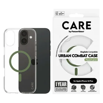 PanzerGlass iPhone 16 Plus vāciņš CARE Flagship MagSafe, zaļš