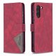 Samsung Galaxy S21 FE 5G (SM-G990B/DS) Geometric Pattern Leather Wallet Case Cover, Red | Telefona Vāciņš Maciņš...