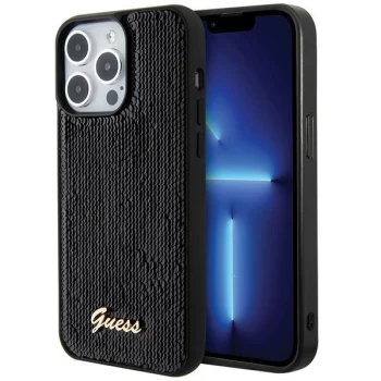 Чехол Guess для iPhone 15 Pro Sequin Script Metal, черный
