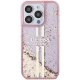 Guess iPhone 15 Pro Case Liquid Glitter Gold Stripes, Pink