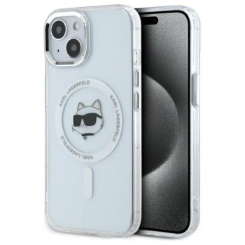 Karl Lagerfeld IML Metal Choupette Head MagSafe vāciņš iPhone 15, Balts